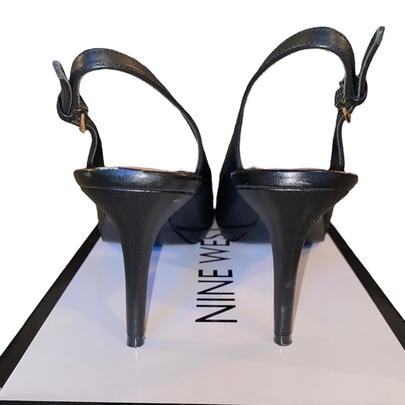 👠Nine West Gabrielle Black Leather Slingback Heels - Picture 8 of 10